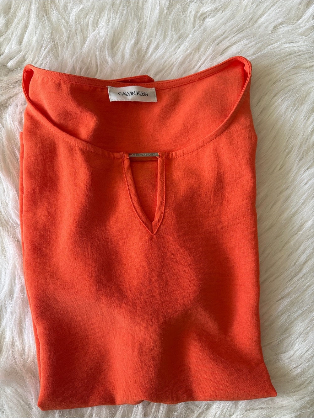Calvin Klein Orange Keyhole Neck Top